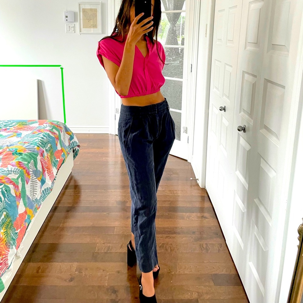 Pink Cropped Blouse Top